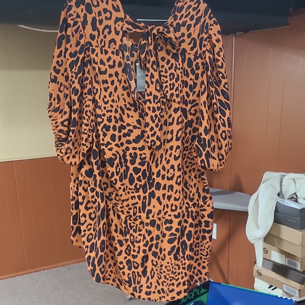 Lane Bryant Orange and Black Leopard Print Top